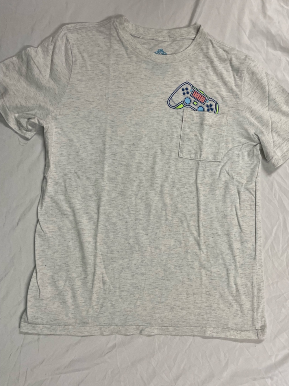 Kids Gray Heather Tee with Gamer Controller Pocket Graphic